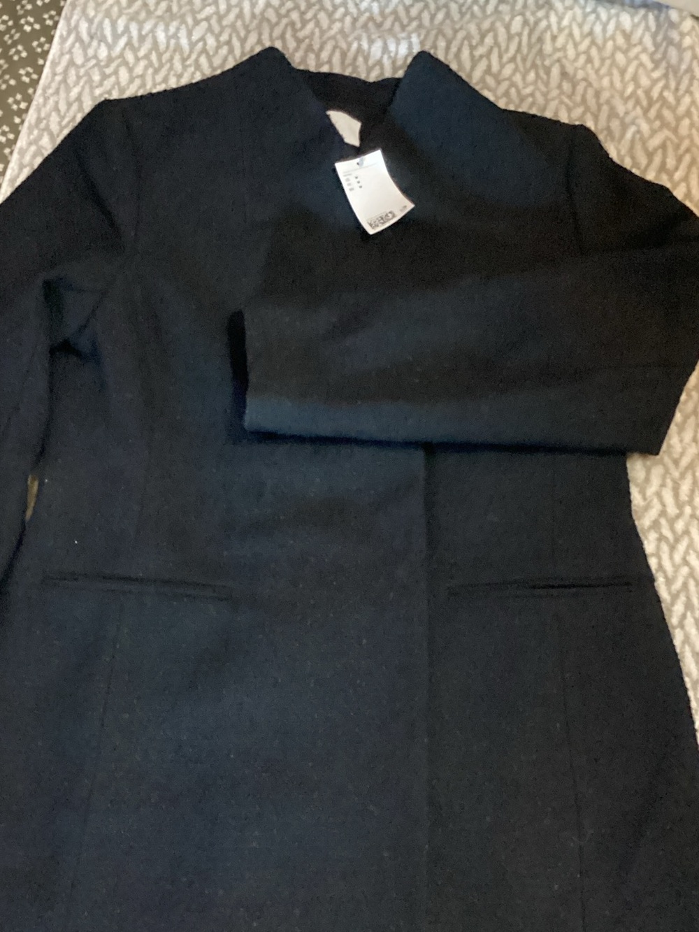 H&M Black Stand Collar Trench Coat